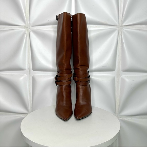 BURBERRY brown boots pointed toes ankle straps sz 37 1/2 - Picture 10 of 15